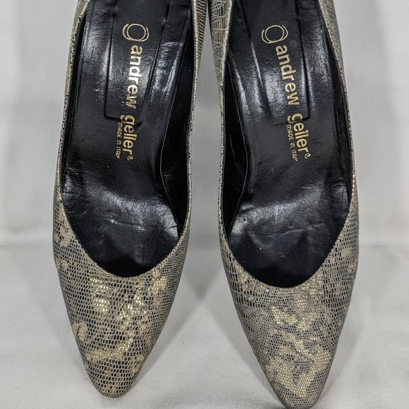 Sz 8 Vintage Italian Leather Closed Toe Heel Pump In Original Box, Andrew Geller - Picture 6 of 11
